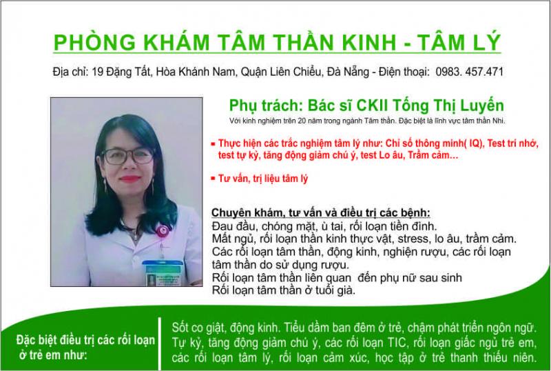 Bác sĩ CKII Tống Thị Luyến – Bệnh viện Tâm thần Đà Nẵng