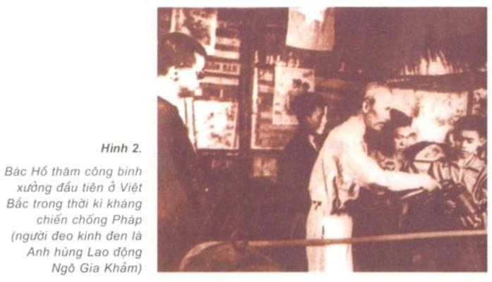 Bác Hồ thăm công binh xưởng đầu tiên ở Việt Bắc trong thời kì kháng chiến chống Pháp