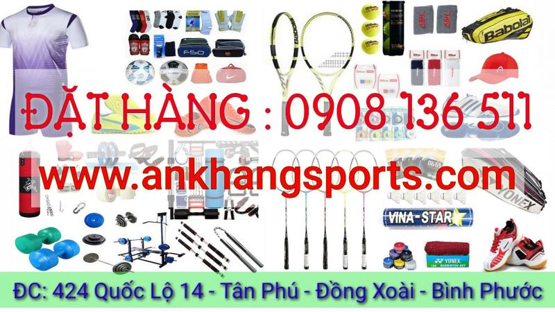 An Khang Sport chuyên cung cấp các sản phẩm dành cho các bộ môn thể thao phổ biến như cầu lông, bóng đá, tennis, bóng chuyền, bóng rổ, gym,...