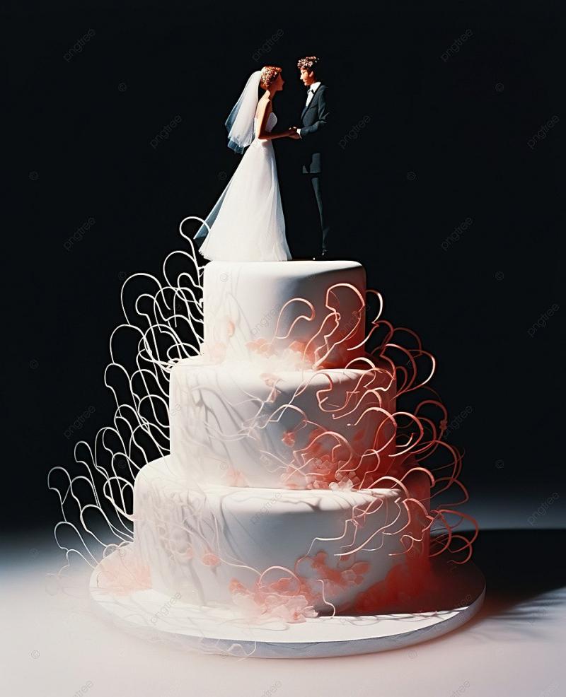 Bánh cưới có tượng nặn hình cô dâu chú rể