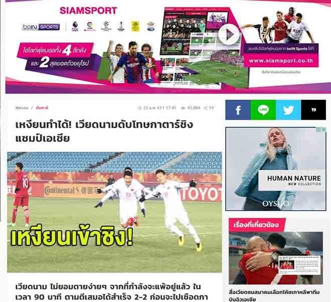 Tờ báo Siam Sport của Thái Lan đưa tin