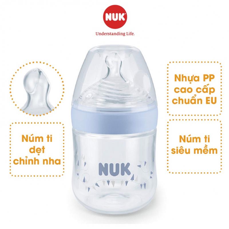 Bình sữa chống sặc Nuk nhựa PP cao cấp chuẩn EU núm ti silicone chỉnh nha 150ml