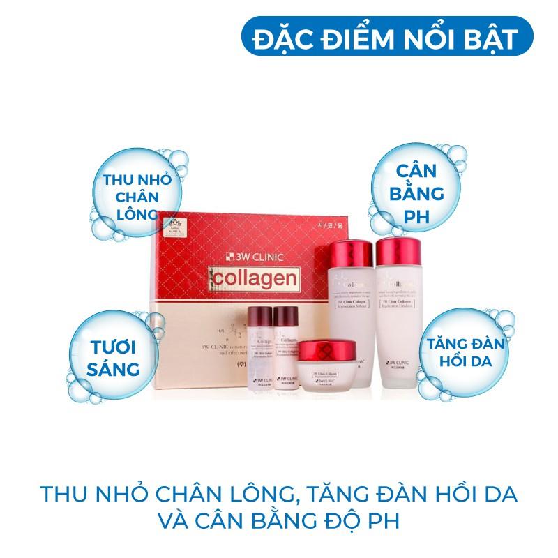 Bộ dưỡng trắng da săn chắc dưỡng ẩm chống lão hóa chiết xuất từ Collagen 3W CLINIC Hàn Quốc