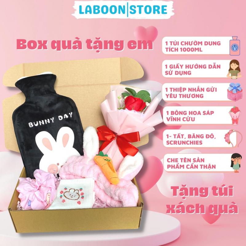 Bộ quà tặng túi chườm bụng nóng lạnh đa năng Laboon, phiên bản gift box 1000ml