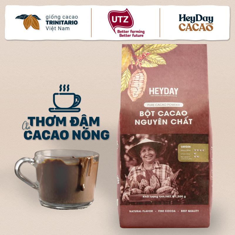 Bột cacao nguyên chất 100% không đường Heyday - Dòng Origin thượng hạng - Túi giấy 250g