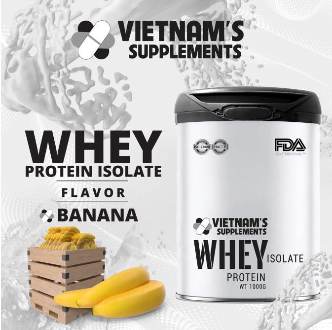 Bột Whey Protein Isolate bổ sung protein, ít calories, ít béo, tăng cơ 1000g - Vietnam's Supplements