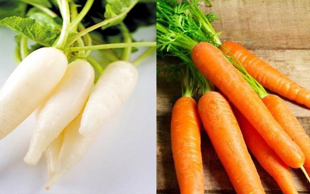 Củ cải không nên nấu chung với cà rốt
