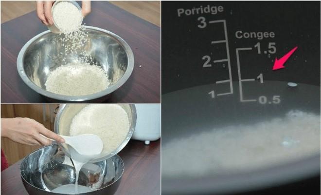 Vo gạo sạch trước khi cho vào nồi cơm điện