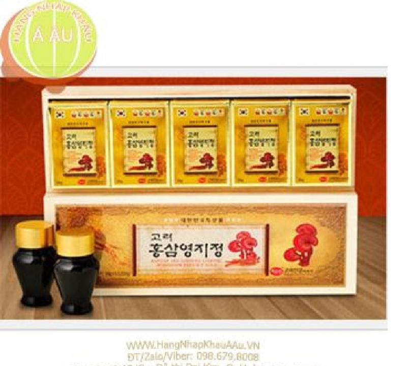 Cao Hồng Sâm Linh Chi KGS Korean Red Ginseng Linh chi Mushroom Extract Gold Hộp Gỗ 150g (30g x 5 lọ)