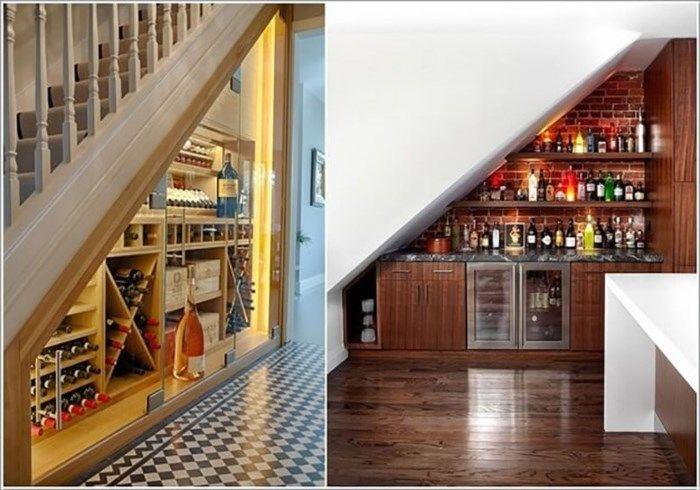 ] Cầu thang kết hợp với quầy bar, tủ rượu nhỏ xinh
