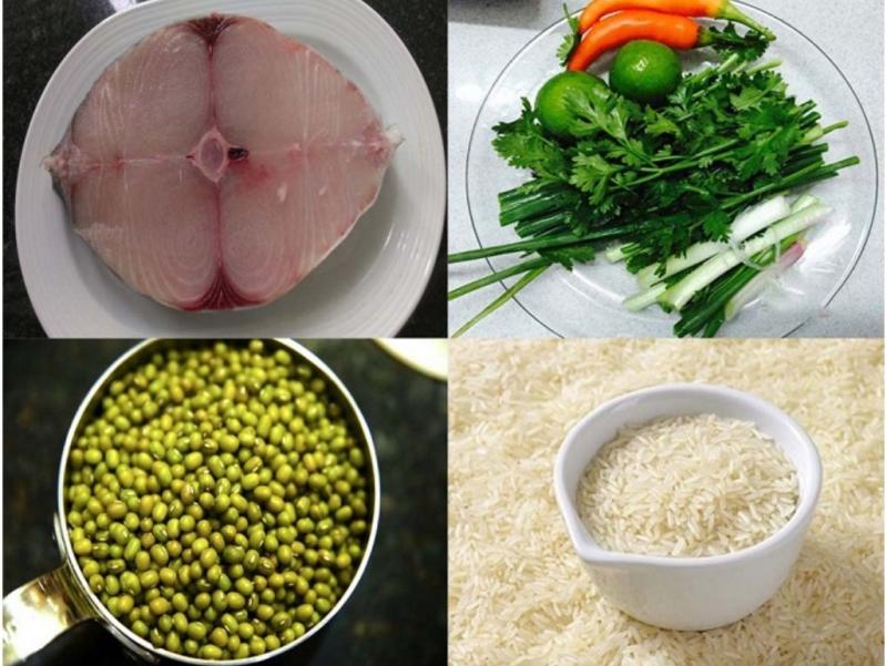 Nguyên liệu cho món cháo cá thu đậu xanh