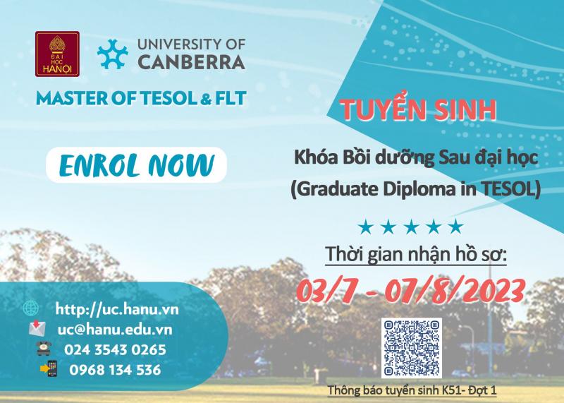 Chương trình HANU - UC Master of TESOL and FLT
