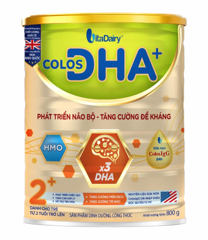 Sản phẩm dinh dưỡng công thức Colos DHA+2+ có hàm lượng DHA cao gấp 3 lần so với sản phẩm dinh dưỡng cho trẻ trên 2 tuổi Oggi 2+