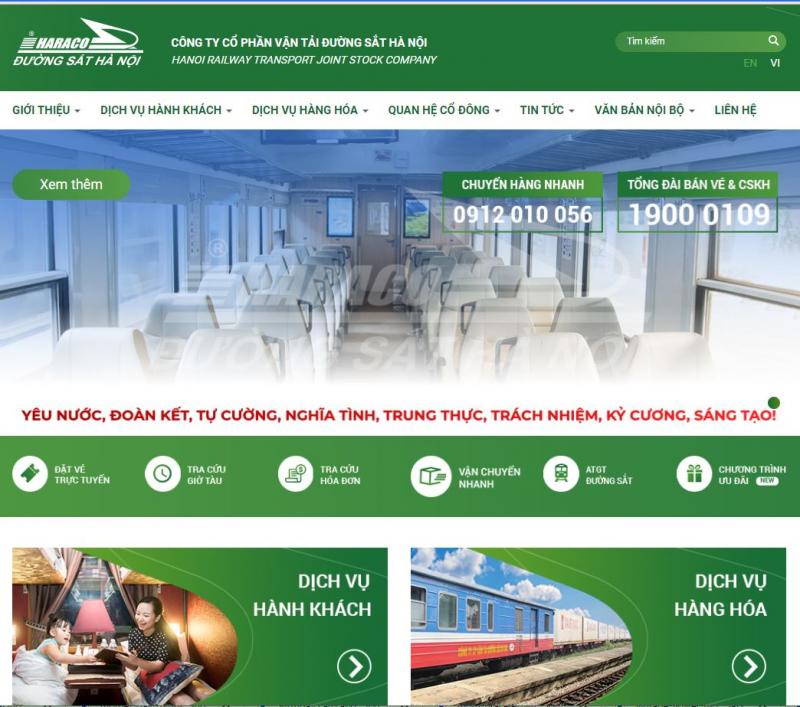 Website đường sắt Hà Nội