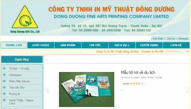 Website của Công Ty TNHH In Mỹ Thuật Đông Dương