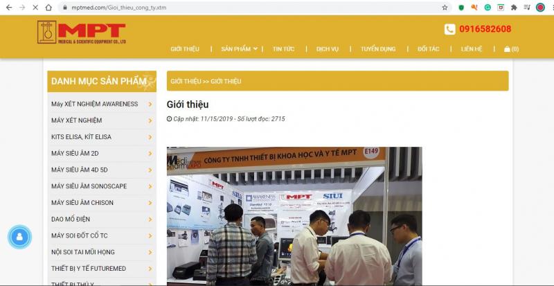 Trang web của Công ty TNHH thiết bị khoa học và y tế MPT