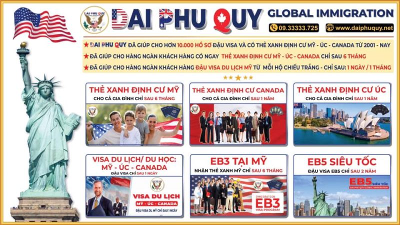 Công ty Dai Phu Quy Global Immigration tự hào là nơi có số lượng khách hàng đậu visa Mỹ và thẻ xanh Mỹ nhiều nhất cả nước.