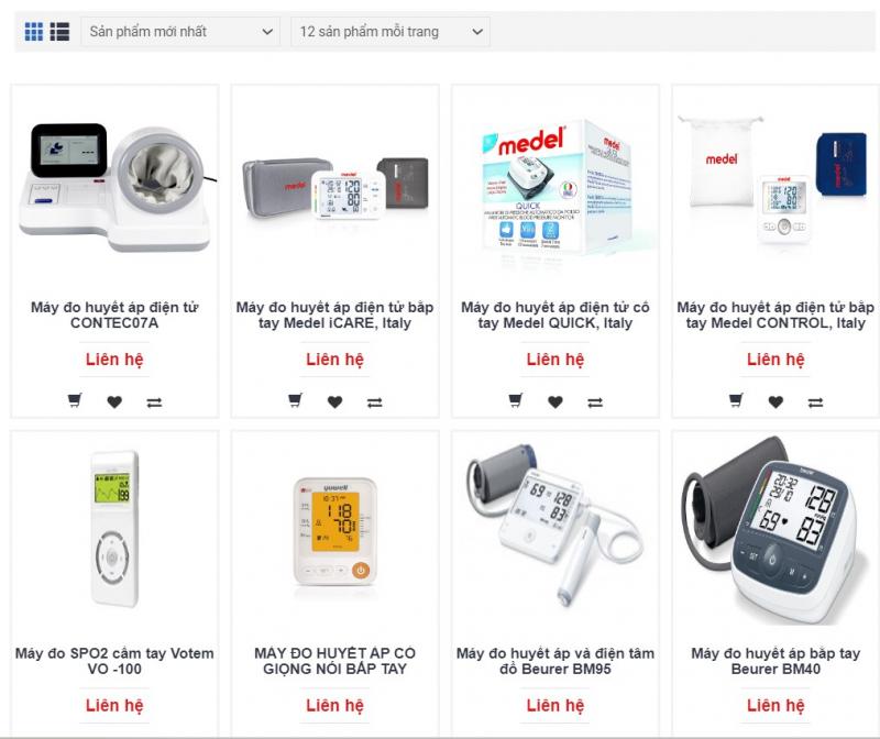 Một số sản phẩm máy đo huyết áp trên website của Thăng Long Medical