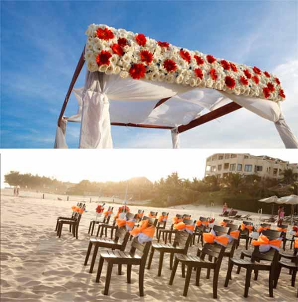 Một số khu nghỉ dưỡng ở biển Cửa Đại có các không gian dành riêng để các cặp đôi chụp ảnh cưới và tổ chức đám cưới.