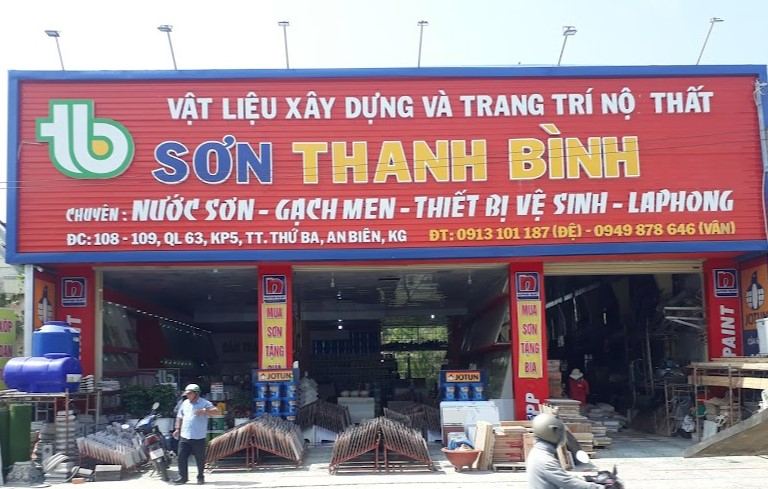 Cửa hàng Vật Liệu Xây Dựng Và Trang Trí Nội Thất Sơn Thanh Bình  là một trong những đại lý cung cấp sơn chính hãng giá tốt tại Kiên Giang