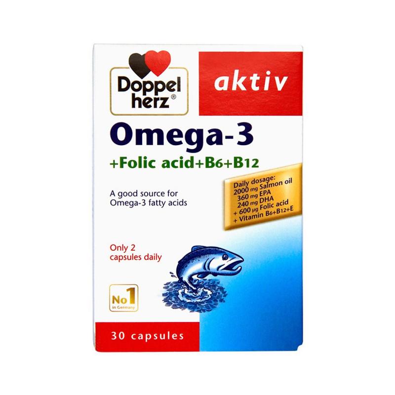 Dầu cá Doppelherz Aktiv Omega-3+ Folic acid + B6 + B12