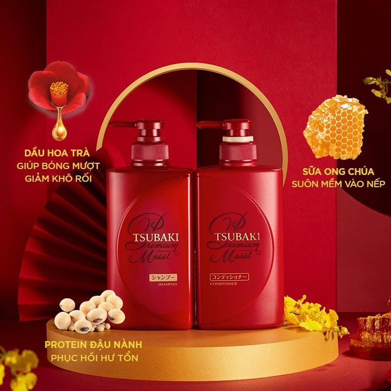 Dầu gội Tsubaki Premium Moist Shampoo dưỡng tóc bóng mượt