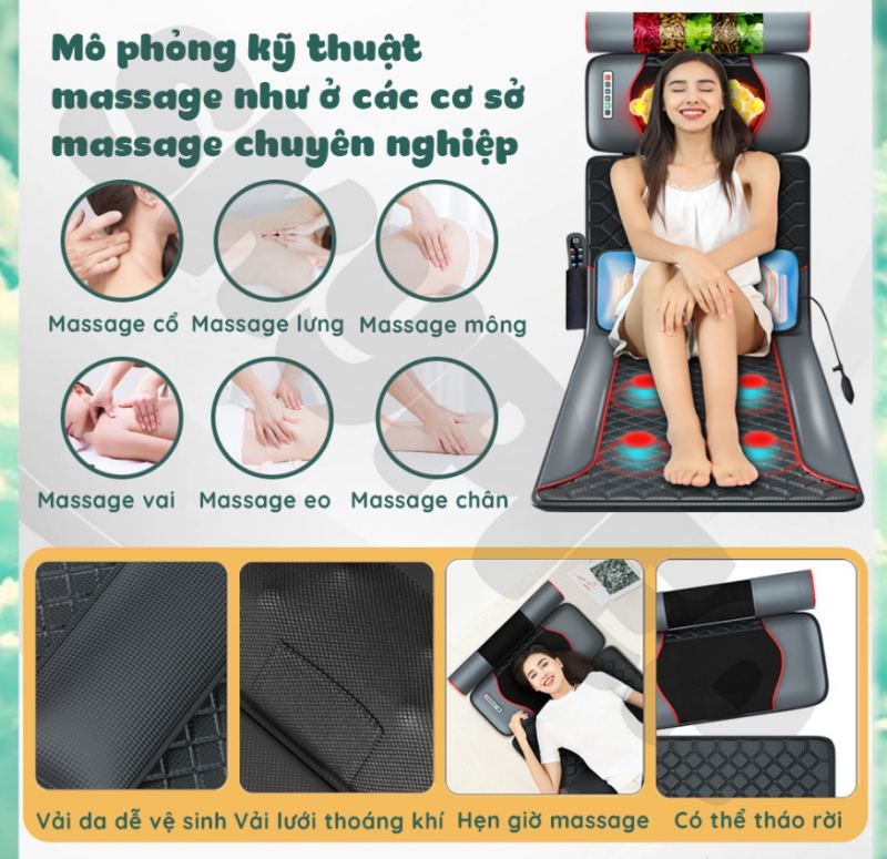 Đệm massage toàn thân hồng ngoại Skypiea SK-2214