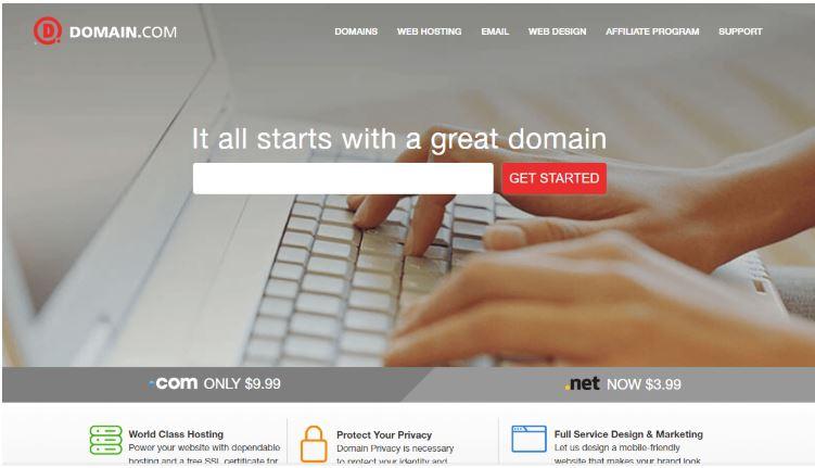 Giao diện website Domain.com