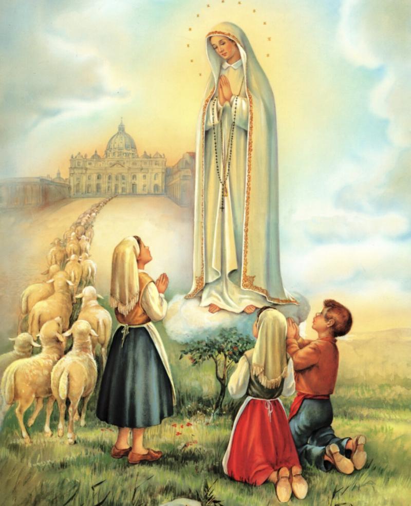 Đức Mẹ hiện ra ở Fatima với ba đứa trẻ