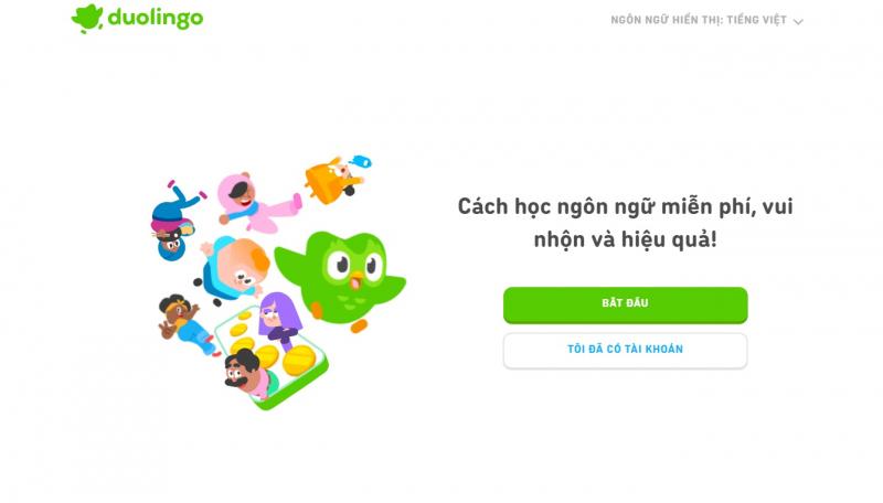 Trang web học tiếng Anh free  Duolingo