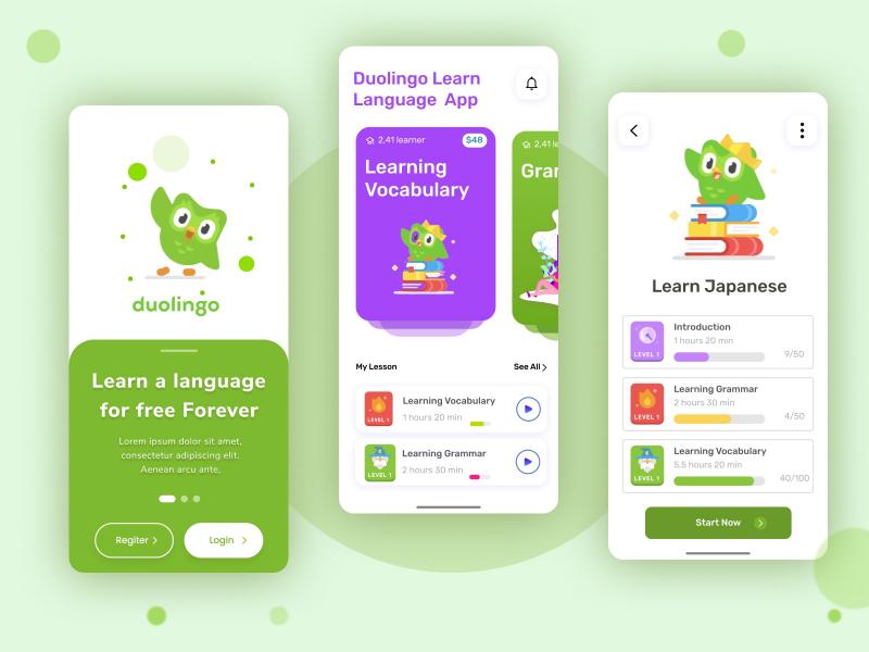 Trang web học tiếng Anh free Duolingo