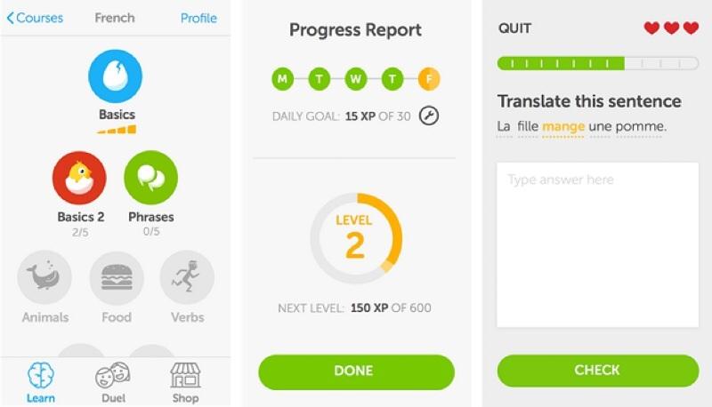 Ứng dụng học tiếng Anh trên smartphone Duolingo