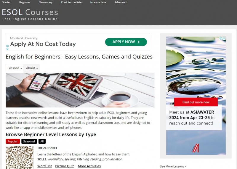 Trang web học tiếng Anh free ESOL Courses