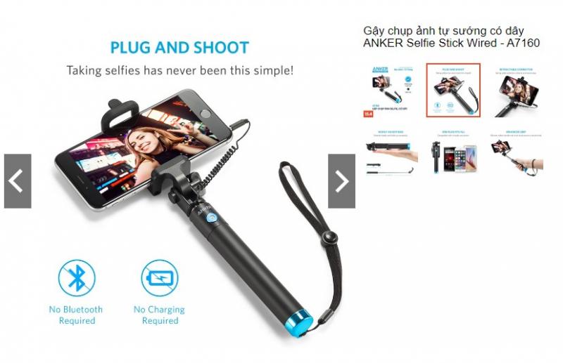 Gậy chụp ảnh tự sướng ANKER Selfie Stick Wired - A7160