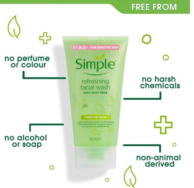Gel rửa mặt Simple Kind To Skin Refreshing Facial Wash