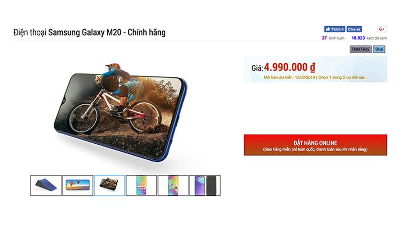 Galaxy M20 có giá bán chỉ 4.9 triệu đồng