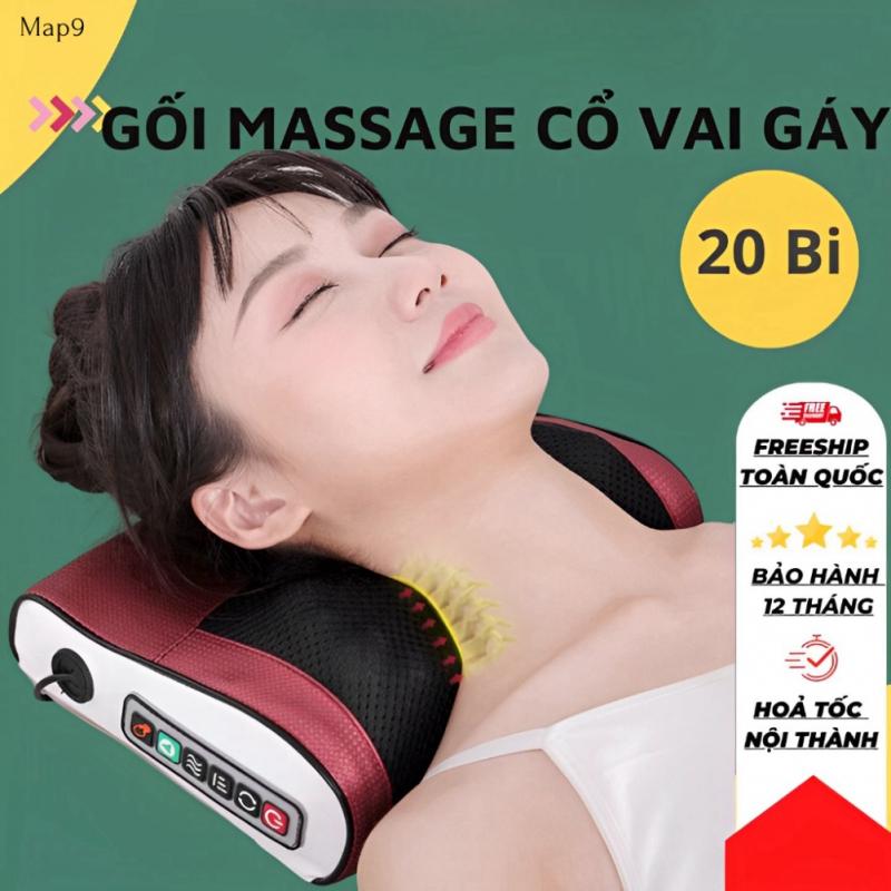 Gối masage cổ vai gáy ALOKA, máy massage hồng ngoại 16 - 20 bi