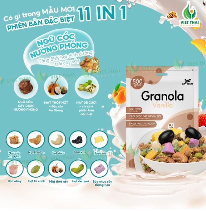Granola giảm cân ăn kiêng Befresco 11 loại hạt mix sữa chua sấy khô