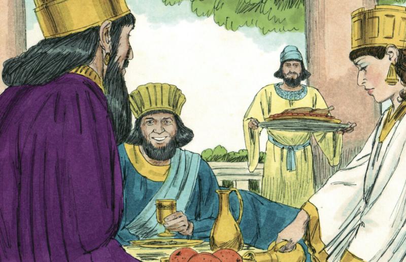 Haman và vua Xerxes trong buổi tiệc mà hoàng hậu Esther tổ chức