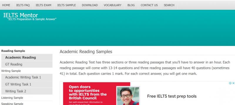 Trang web IELTS Mentor