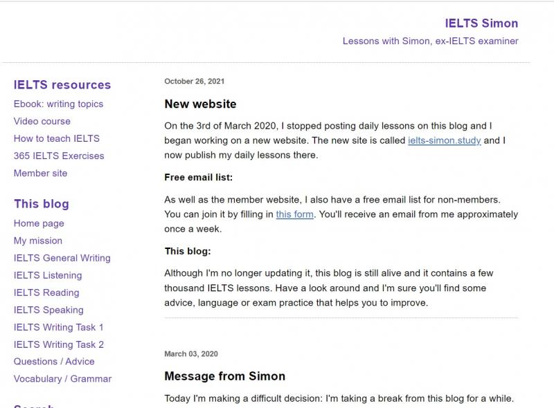 Trang web IELTS Simon
