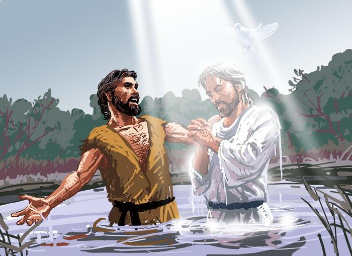 Thánh John Tẩy Giả làm phép rửa cho Chúa Jesus tại sông Jordan