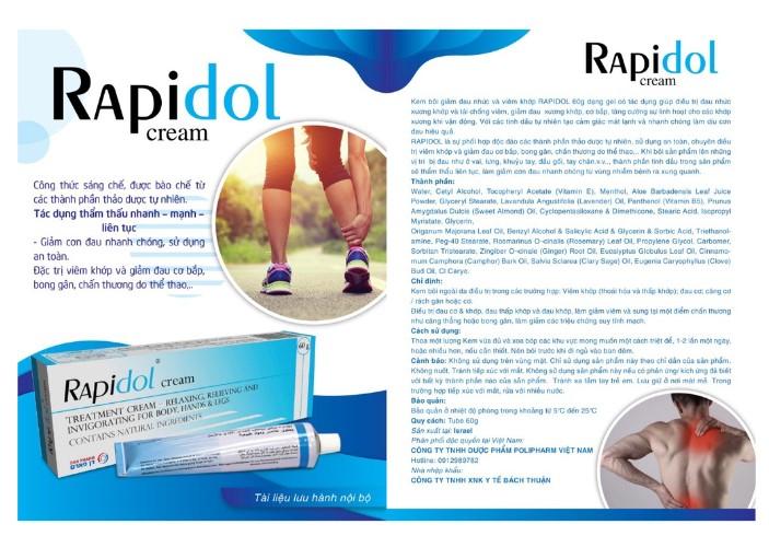Kem bôi giảm đau nhức và viêm khớp Rapidol