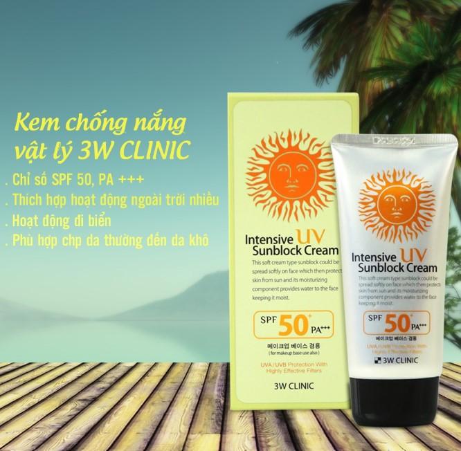 Kem chống nắng 3W Clinic Intensive UV SPF 50 Pa+++
