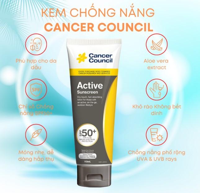 Kem chống nắng Cancer Council Active Dry Touch SPF 50+/ PA ++++