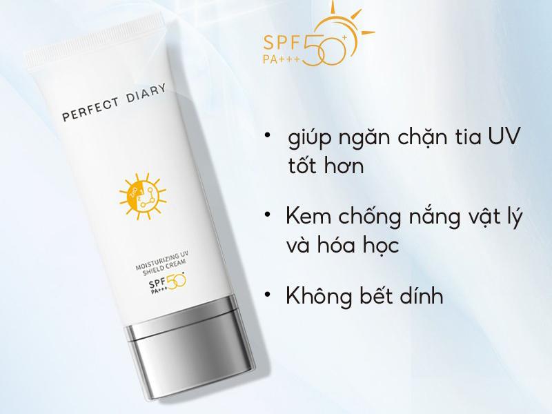 Kem chống nắng dưỡng da Perfect Diary SPF 50+ bảo vệ khỏi tia UV PA+++ dưỡng ẩm
