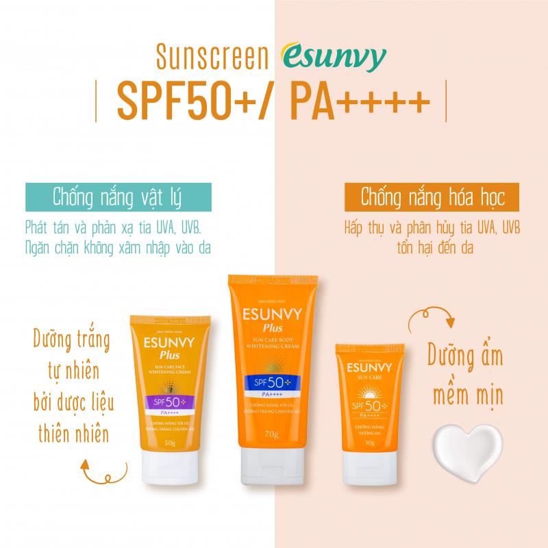 Kem chống nắng Esunvy SPF 50+, PA ++++ bảo vệ da tối ưu
