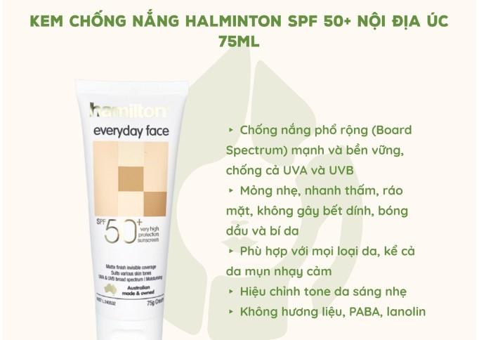 Kem chống nắng Hamilton Everyday Face Cream SPF 50+