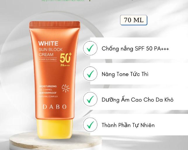 Kem chống nắng không nhờn dính tác dụng lâu DaBo White Sunblock Cream Hàn Quốc