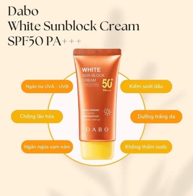 Kem chống nắng không nhờn dính tác dụng lâu DaBo White Sunblock Cream Hàn Quốc